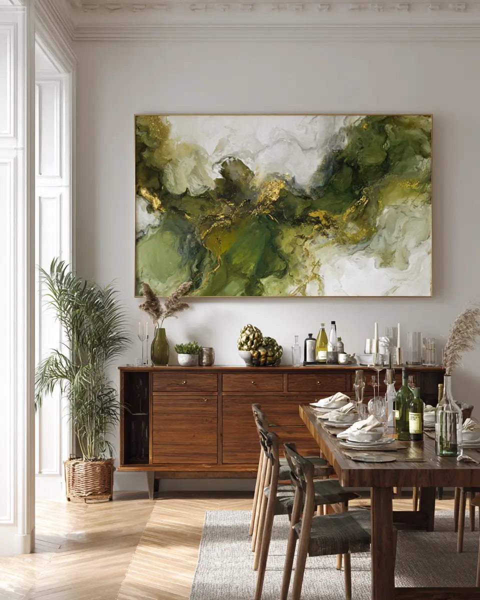 Olive Green Classic Dining Room Decor Ideas