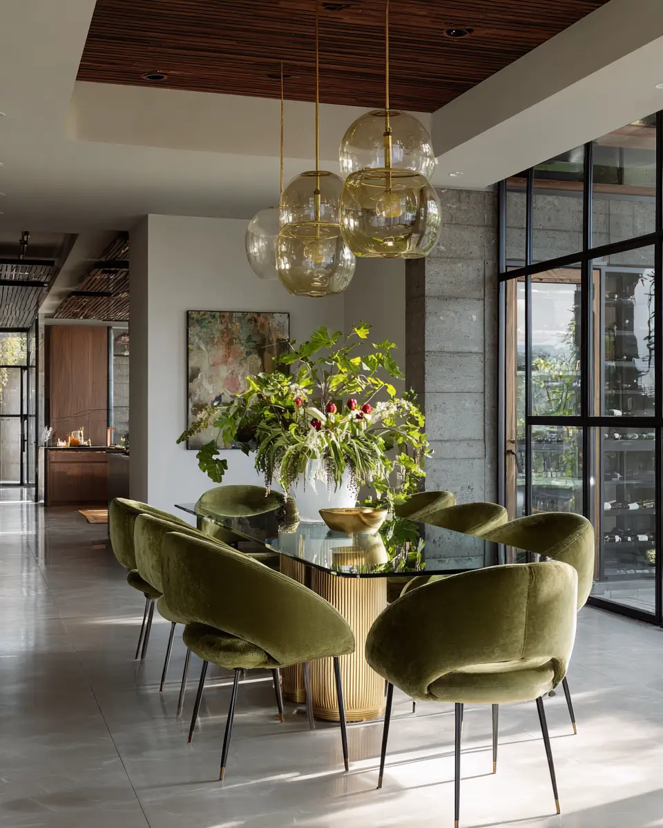 Olive Green Classic Dining Room Decor Ideas