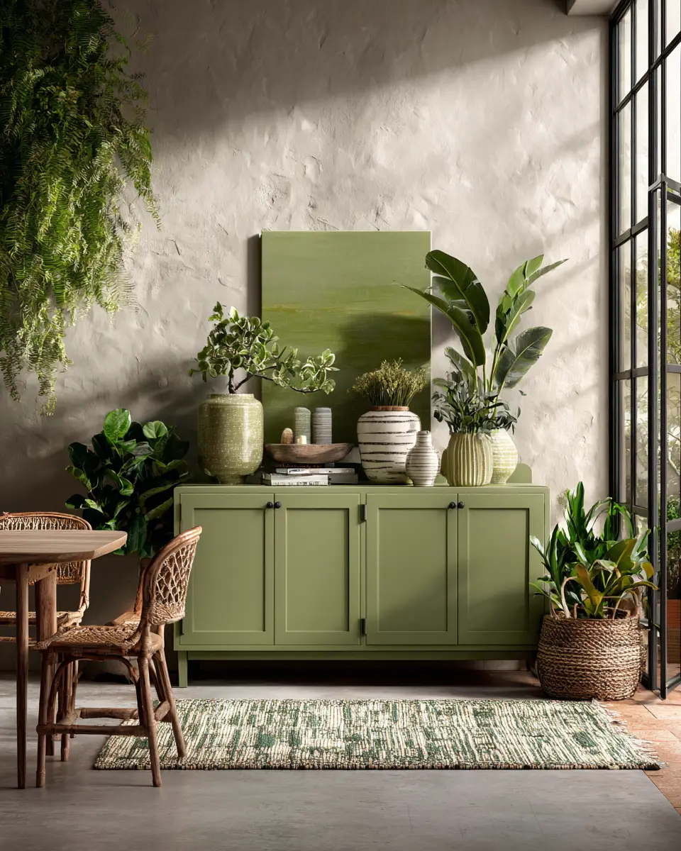 Olive Green Classic Dining Room Decor Ideas