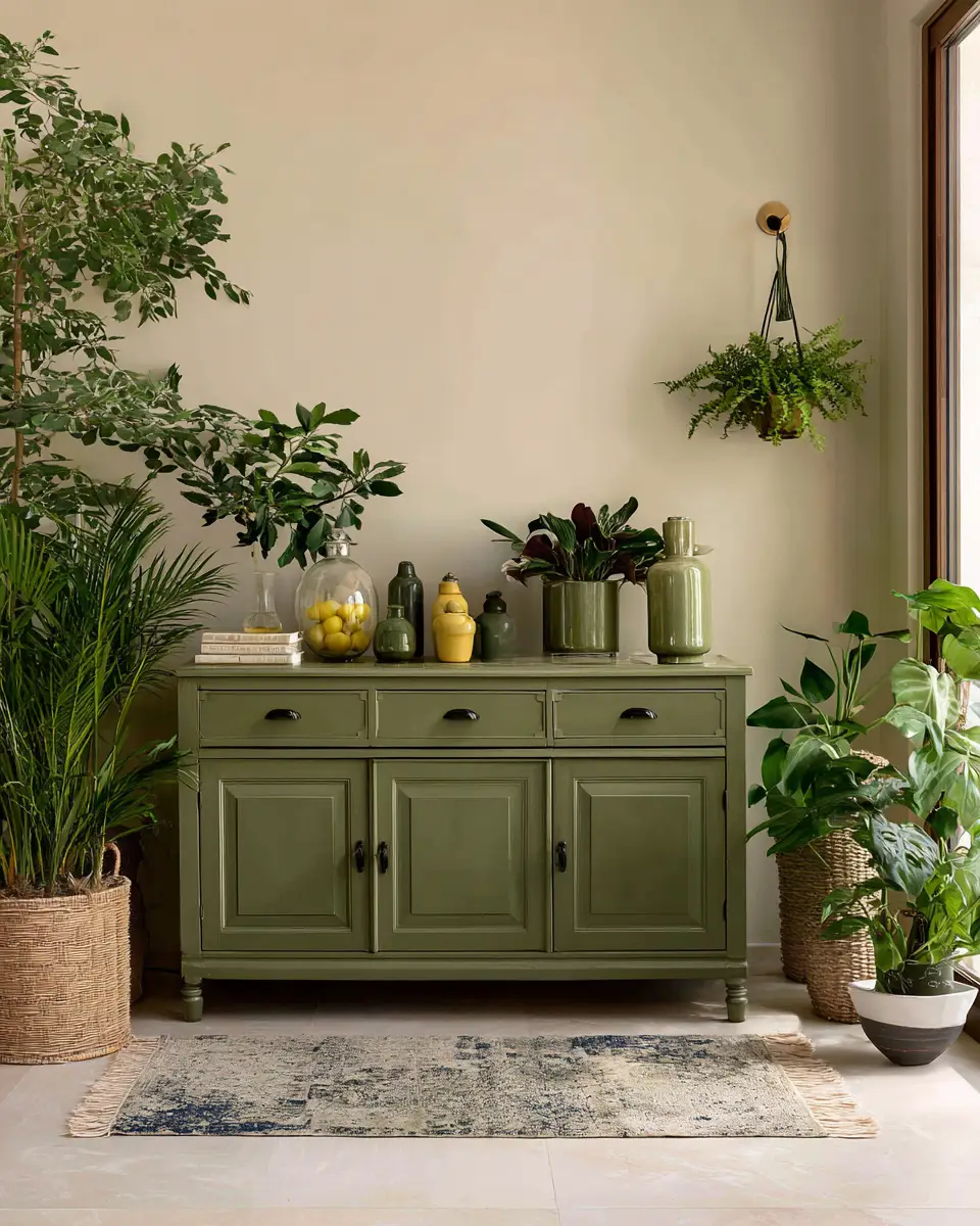 Olive Green Classic Dining Room Decor Ideas