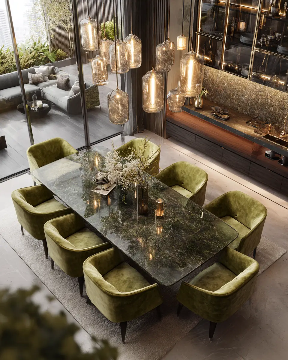 Olive Green Classic Dining Room Decor Ideas