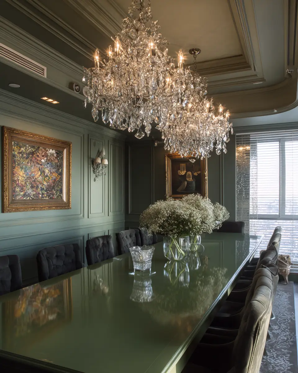 Olive Green Classic Dining Room Decor Ideas