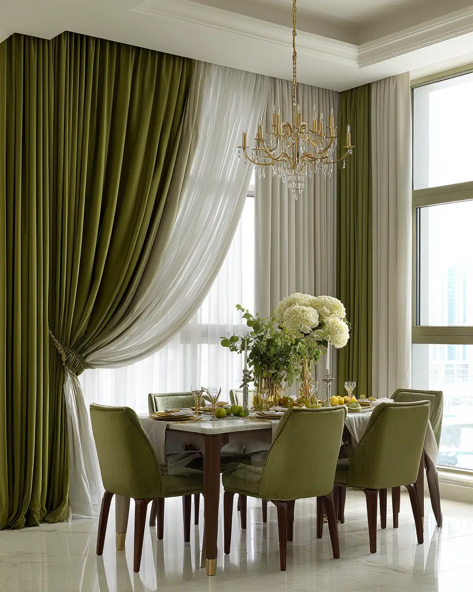 Olive Green Classic Dining Room Decor Ideas