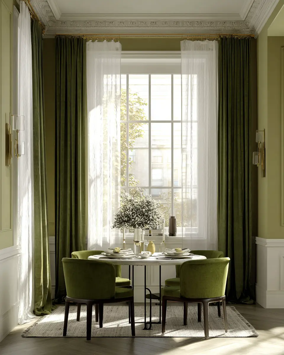 Olive Green Classic Dining Room Decor Ideas