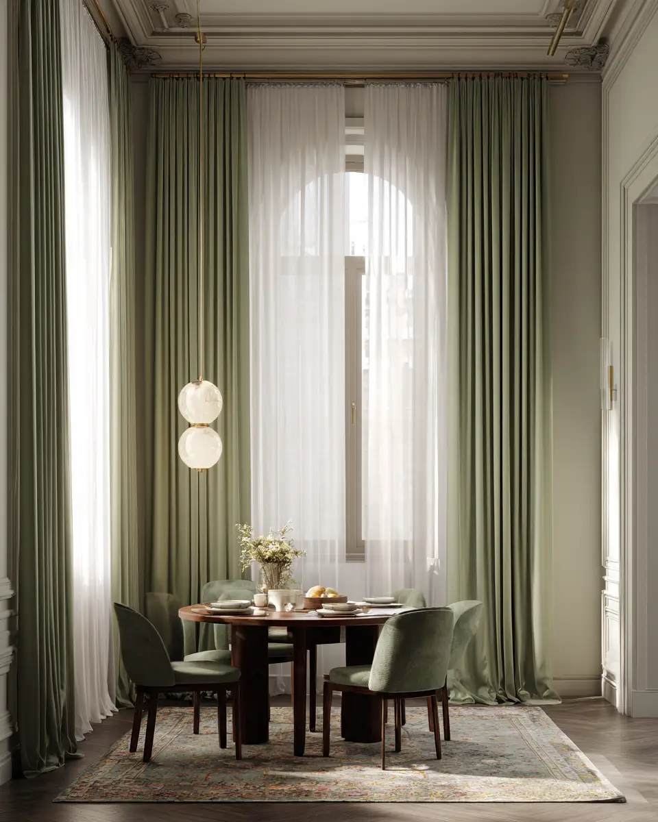 Olive Green Classic Dining Room Decor Ideas