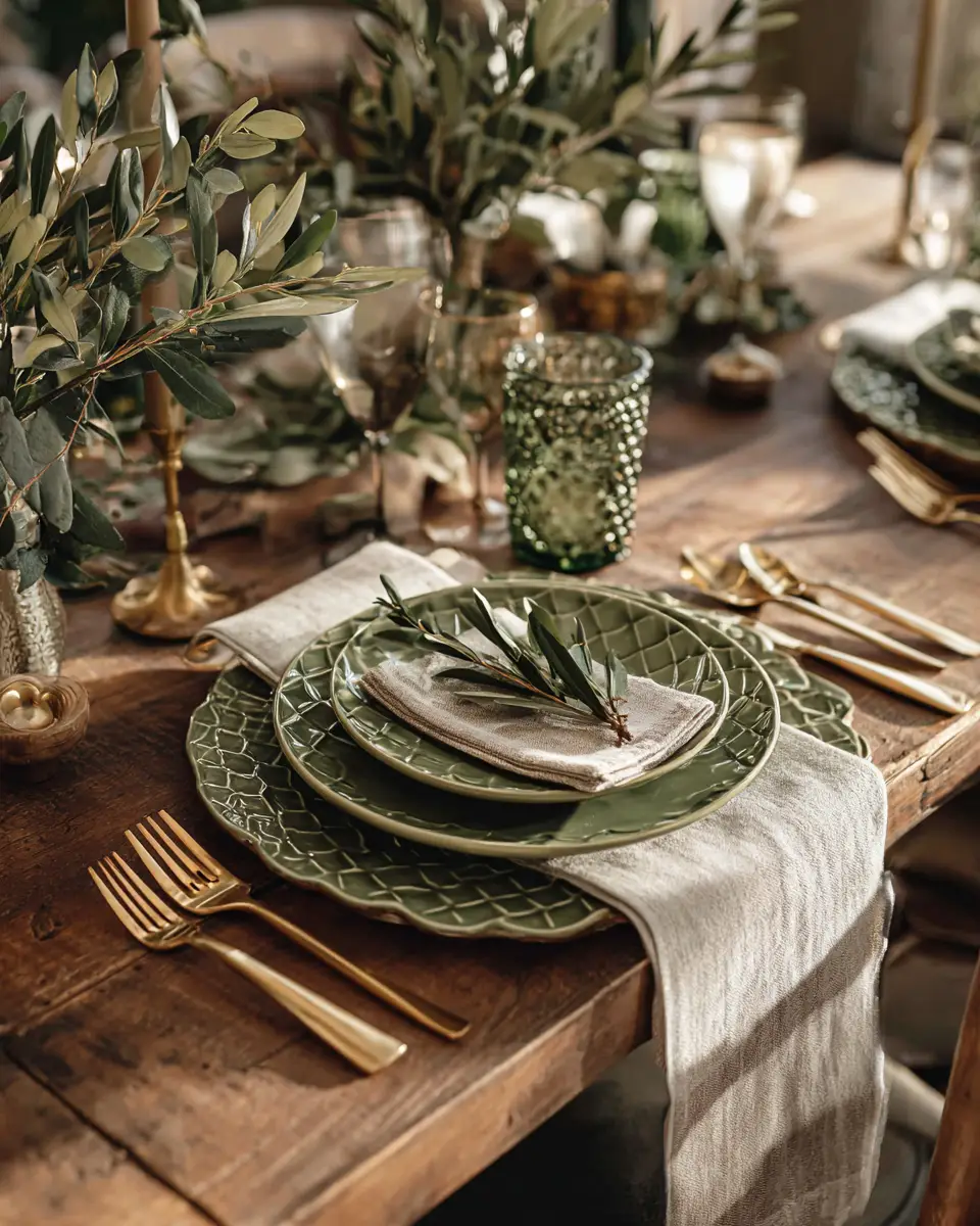Olive Green Classic Dining Room Decor Ideas