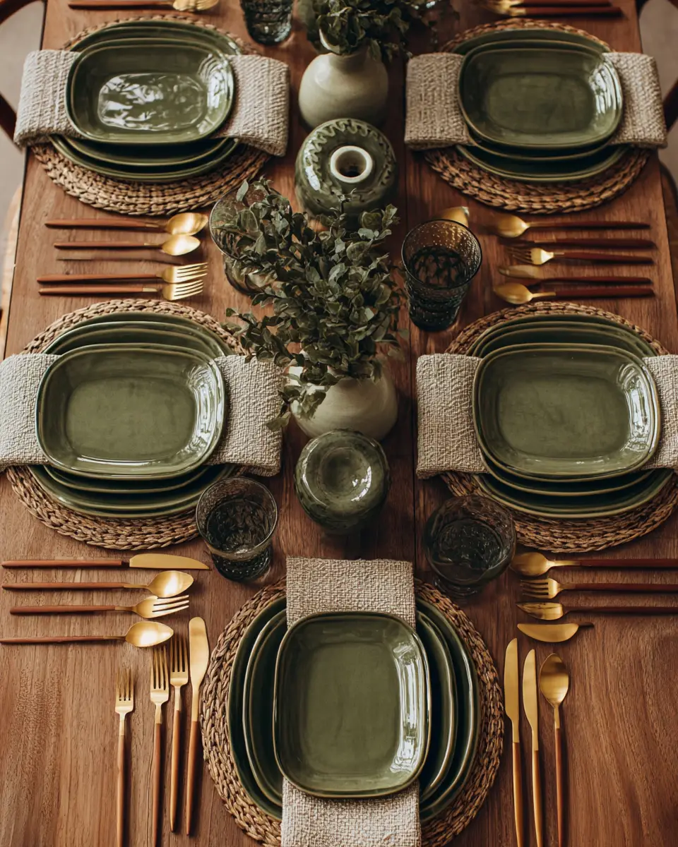 Olive Green Classic Dining Room Decor Ideas