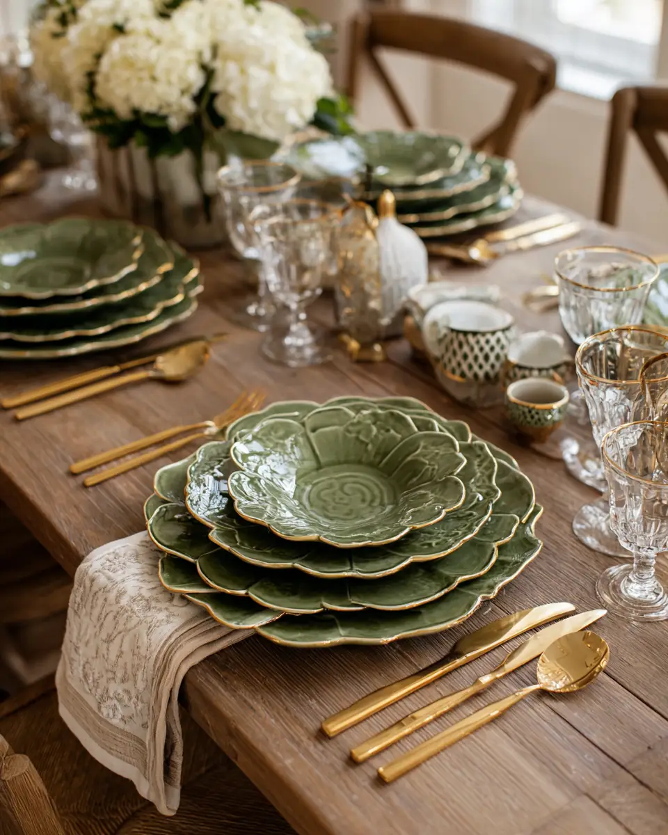 Olive Green Classic Dining Room Decor Ideas
