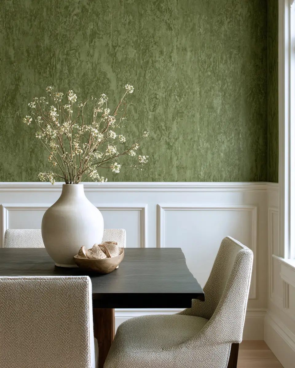 Olive Green Classic Dining Room Decor Ideas