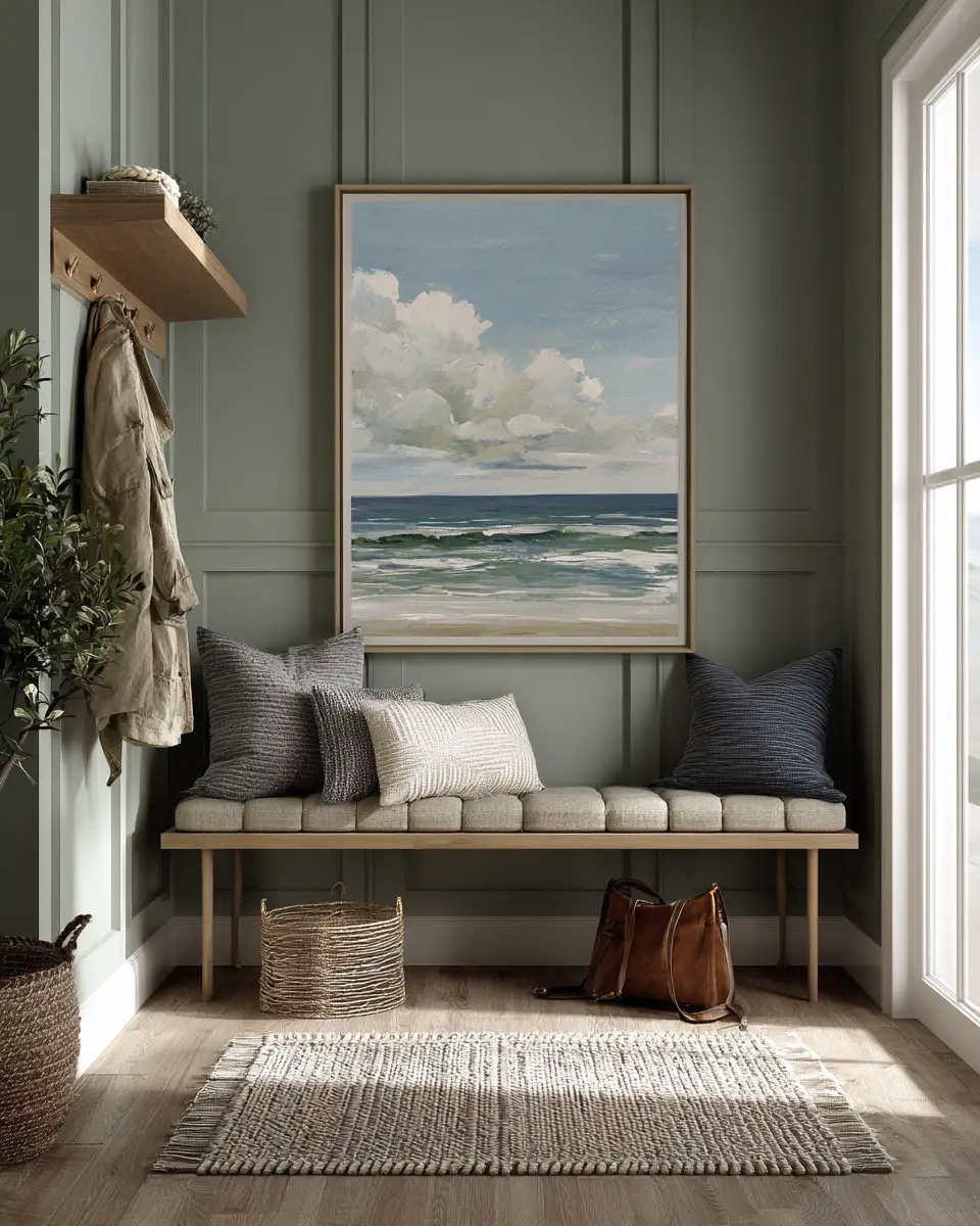 Olive Green Coastal Entryway Decor Ideas