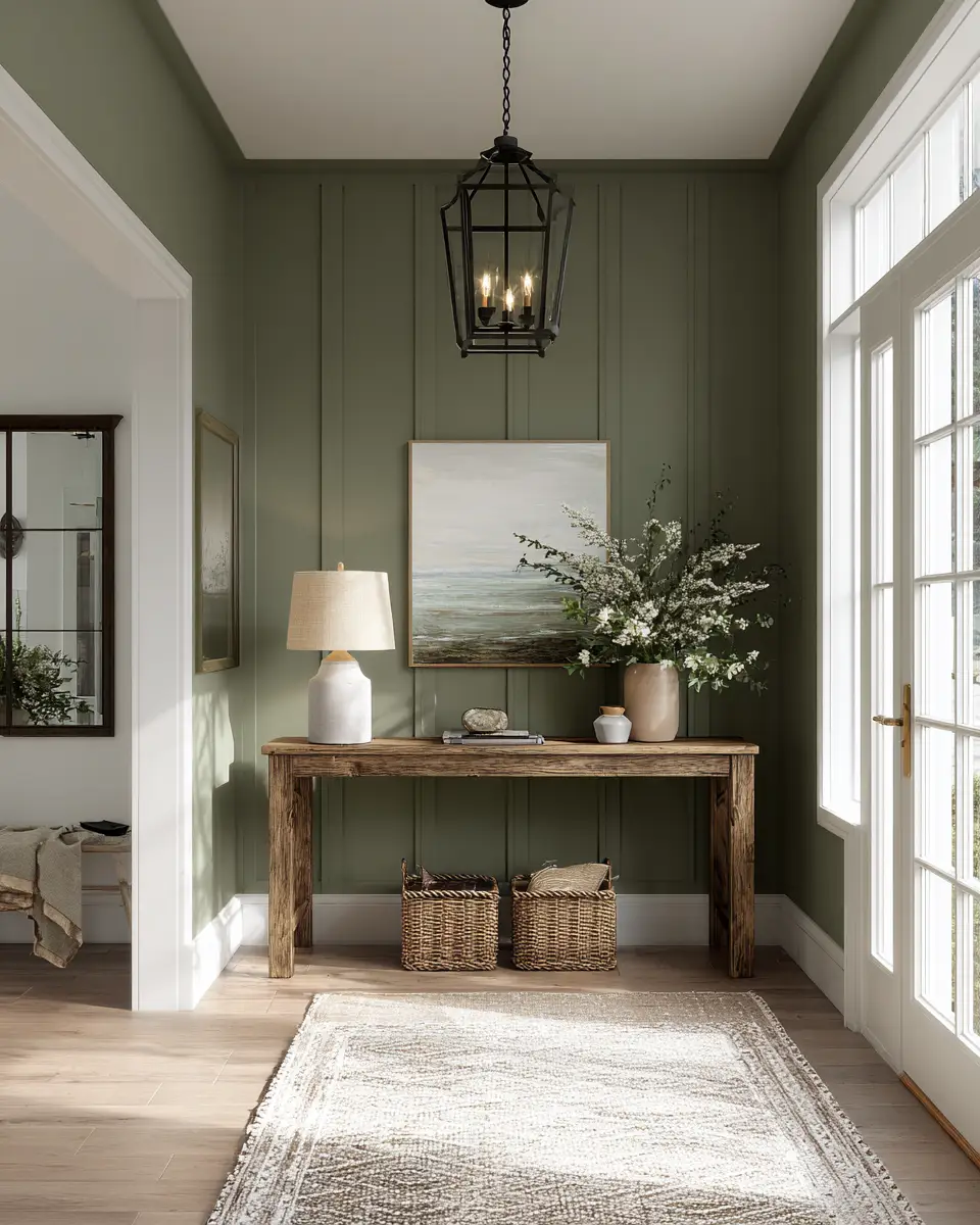 Olive Green Coastal Entryway Decor Ideas
