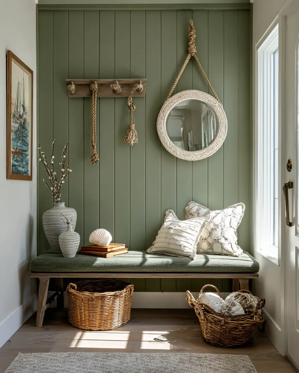 Olive Green Coastal Entryway Decor Ideas