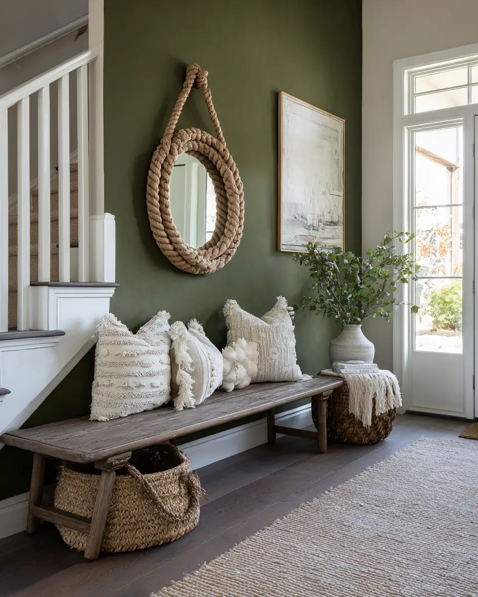 Olive Green Coastal Entryway Decor Ideas