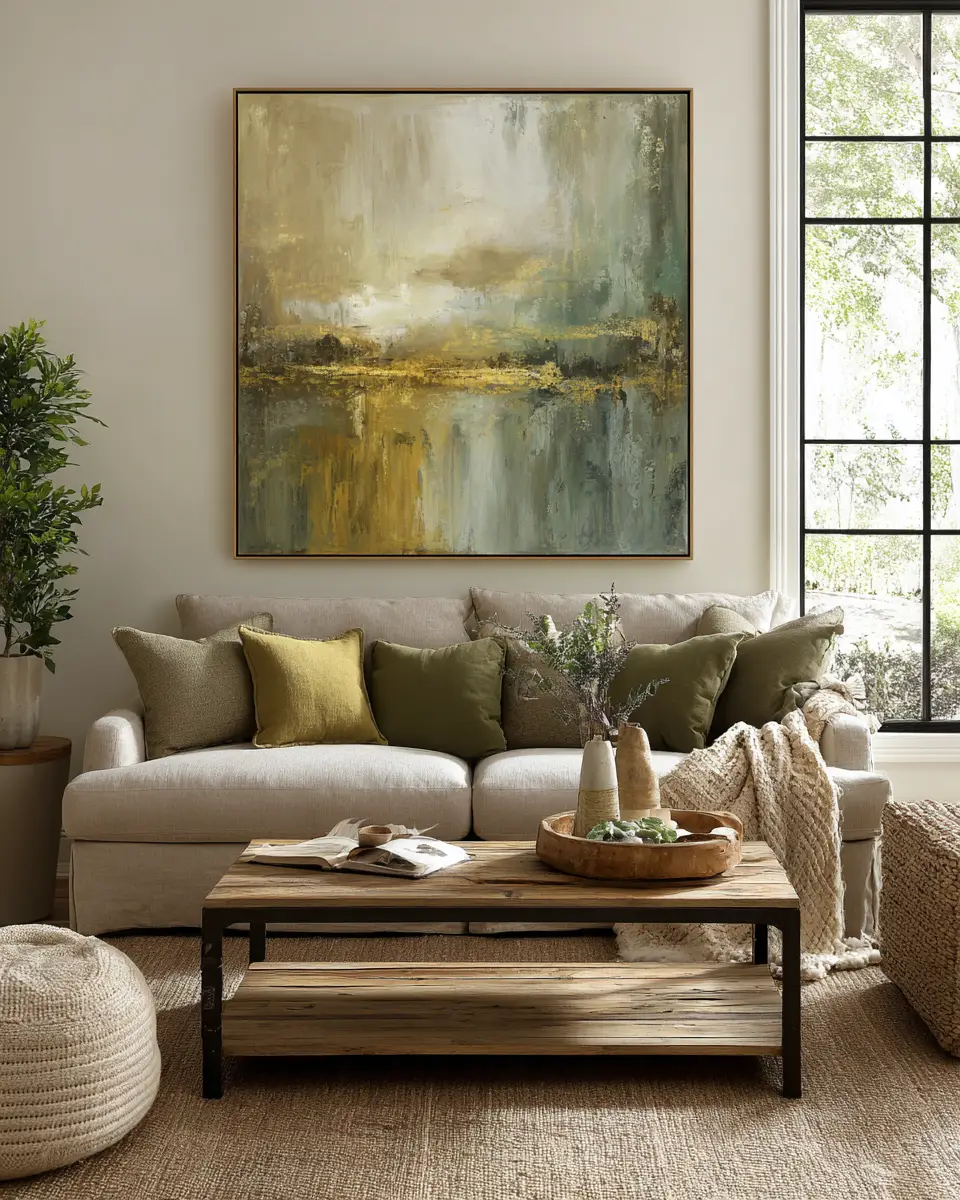 Olive Green Farmhouse Living Room Decor Ideas - Featured