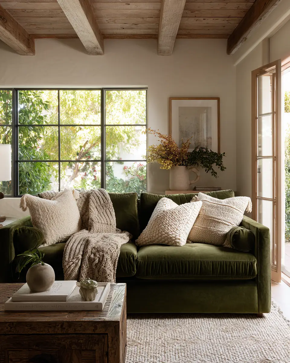 Olive Green Farmhouse Living Room Decor Ideas