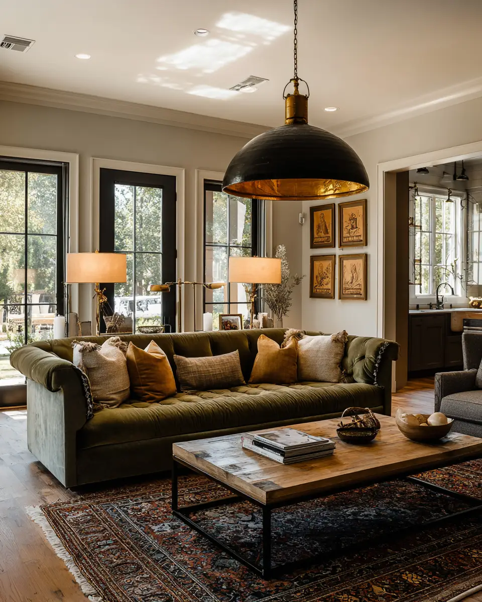 Olive Green Farmhouse Living Room Decor Ideas