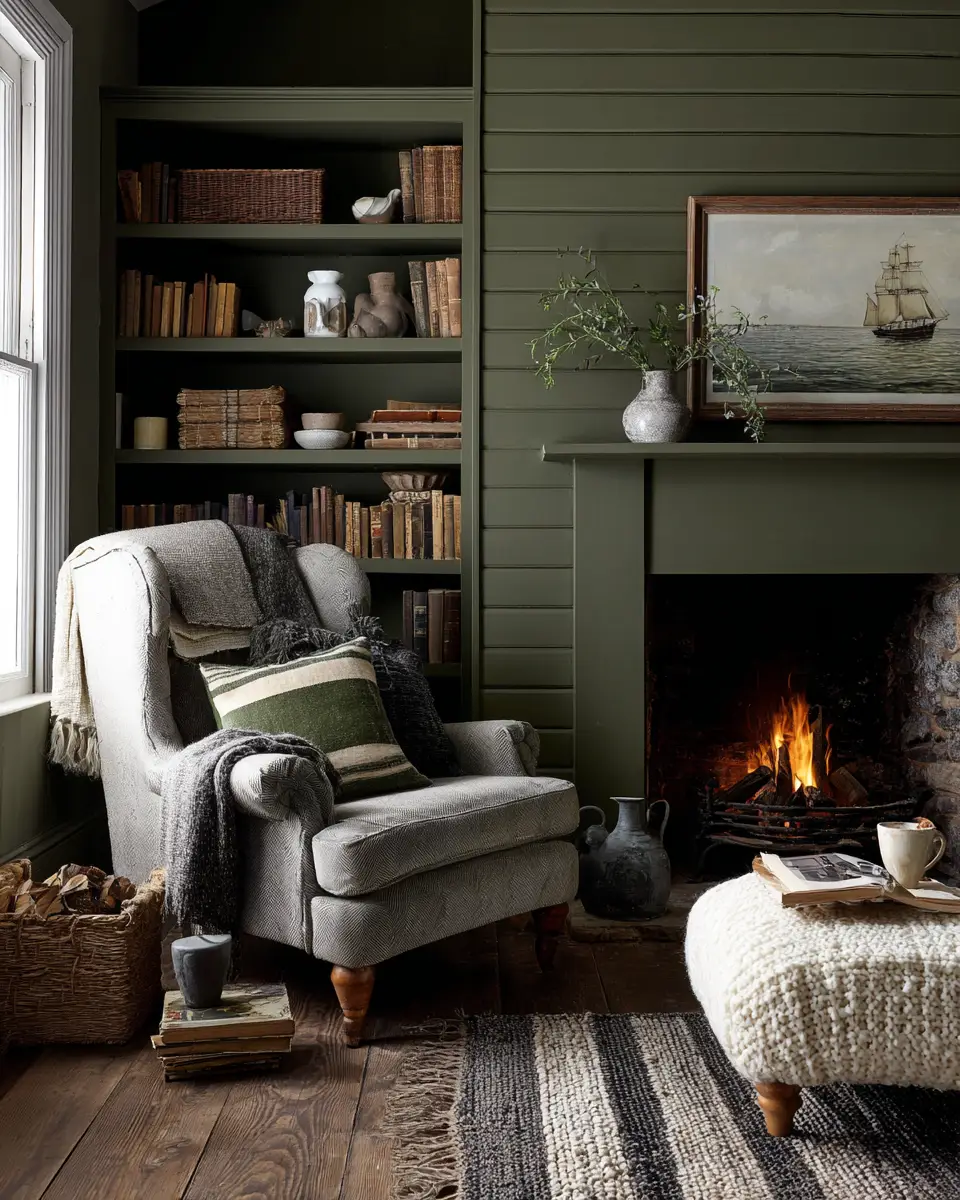 Olive Green Farmhouse Living Room Decor Ideas
