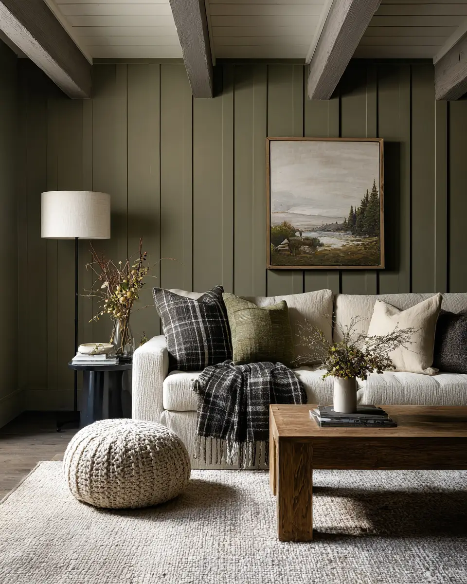 Olive Green Farmhouse Living Room Decor Ideas