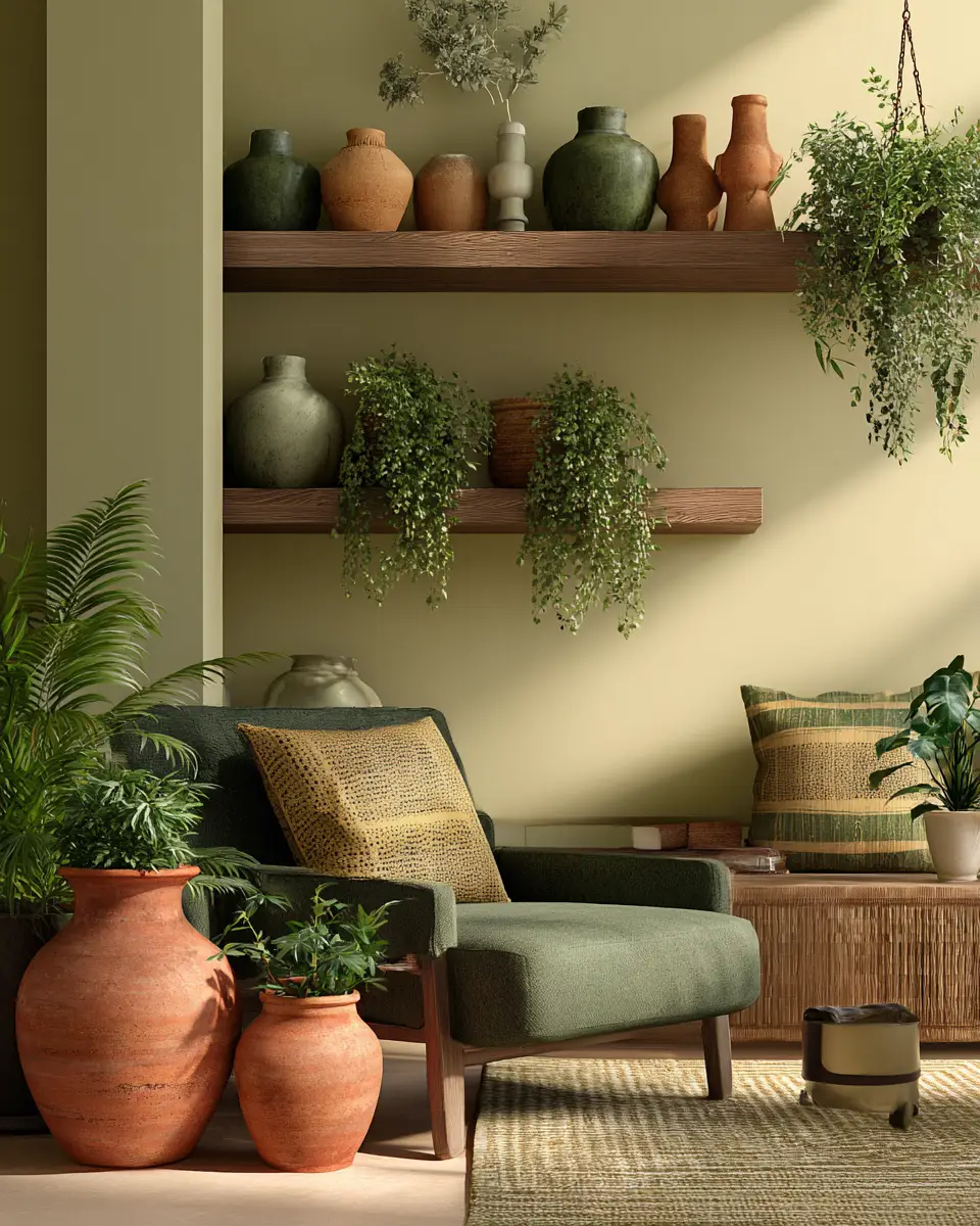 Olive Green Farmhouse Living Room Decor Ideas