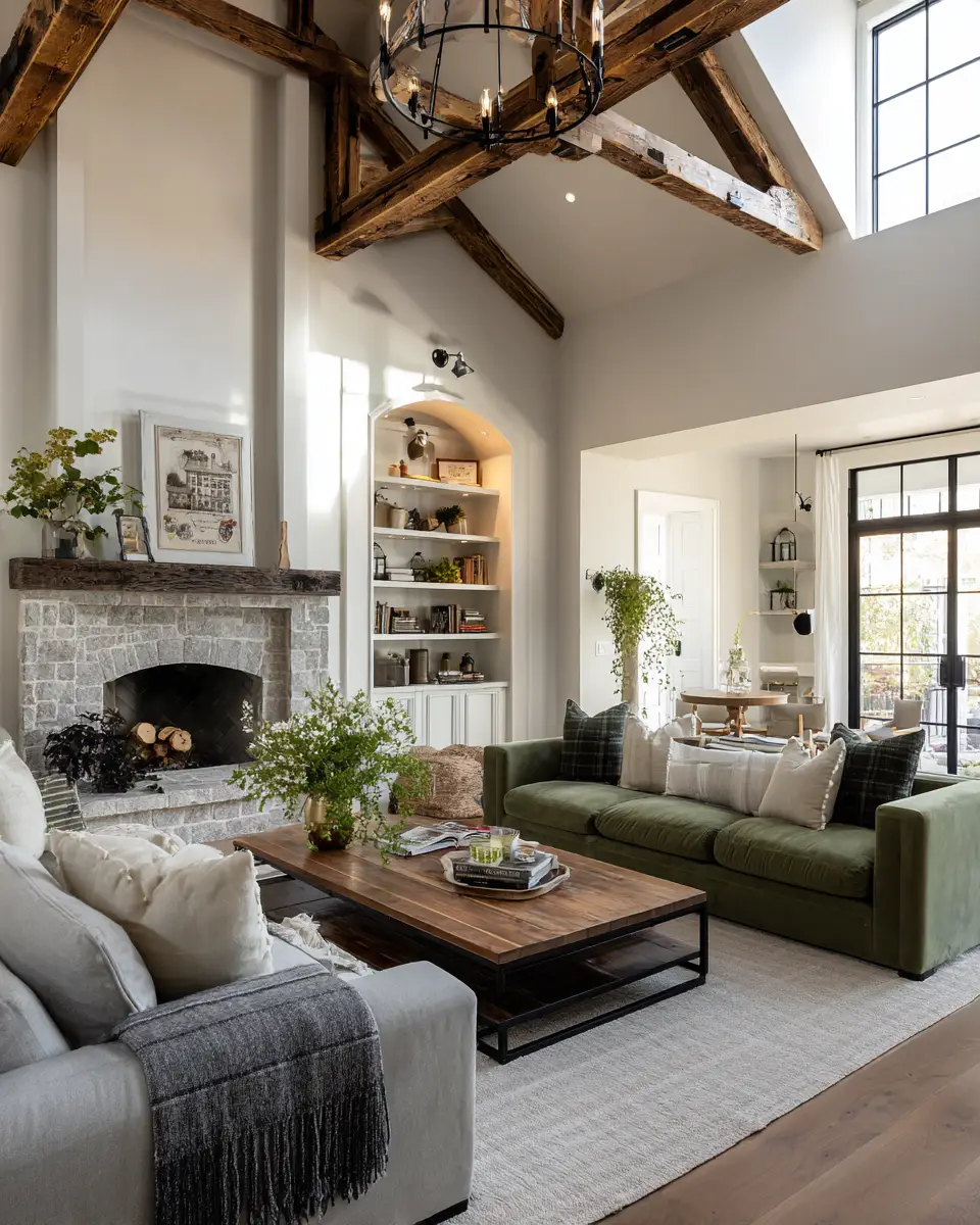 Olive Green Farmhouse Living Room Decor Ideas