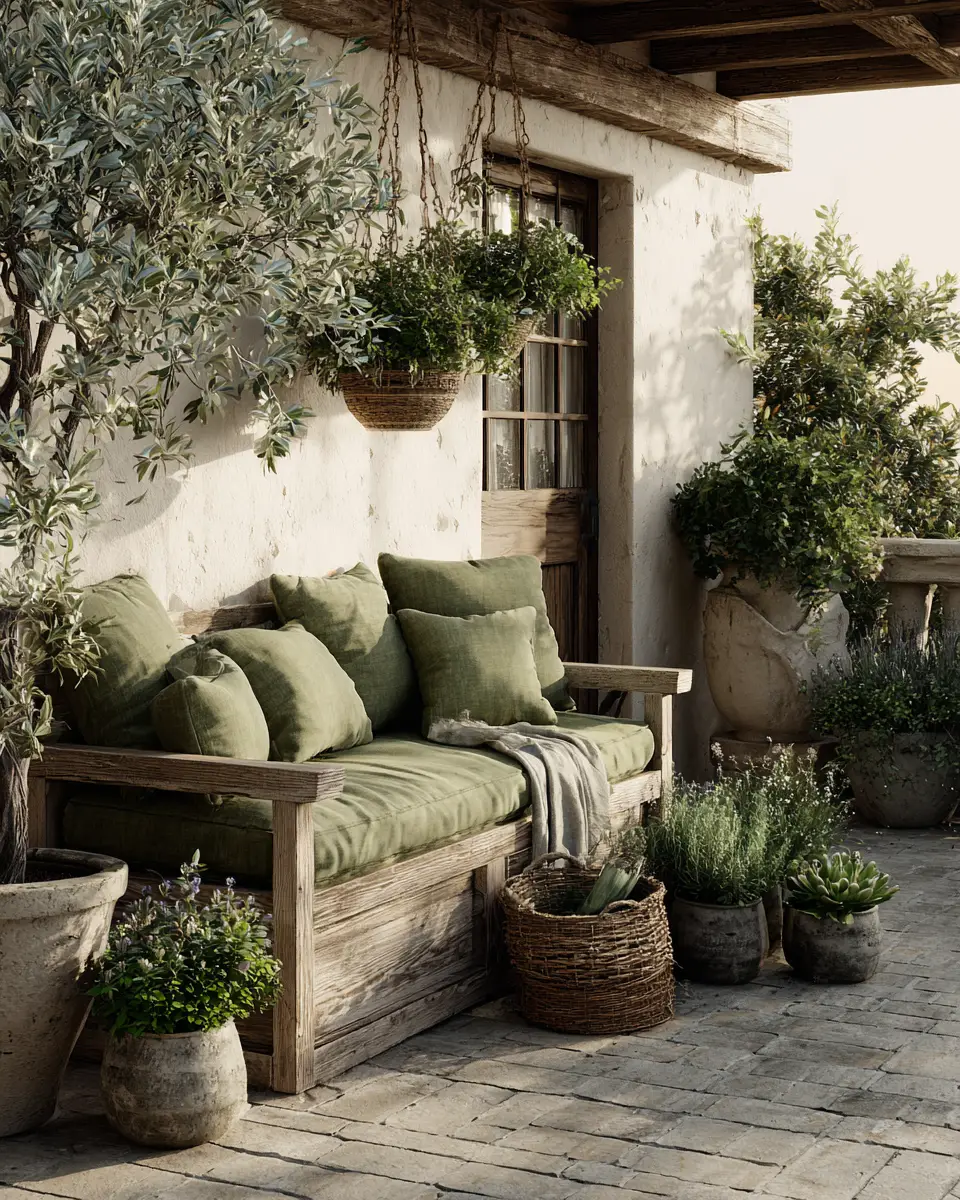 Olive Green Farmhouse Patio Decor Ideas