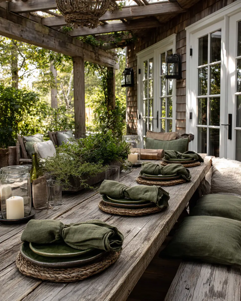 Olive Green Farmhouse Patio Decor Ideas