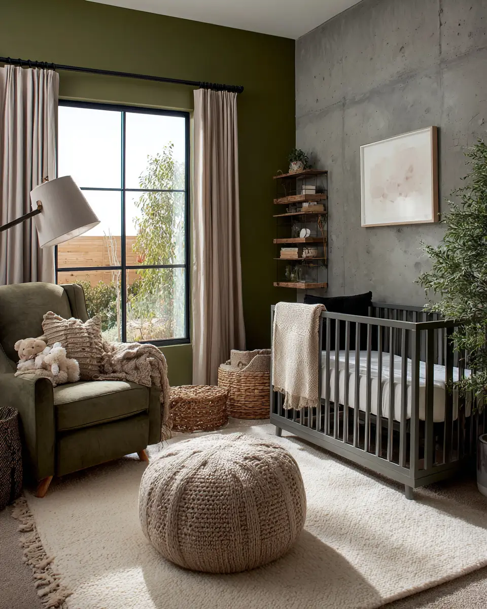 Olive Green Industrial Nursery Decor Ideas