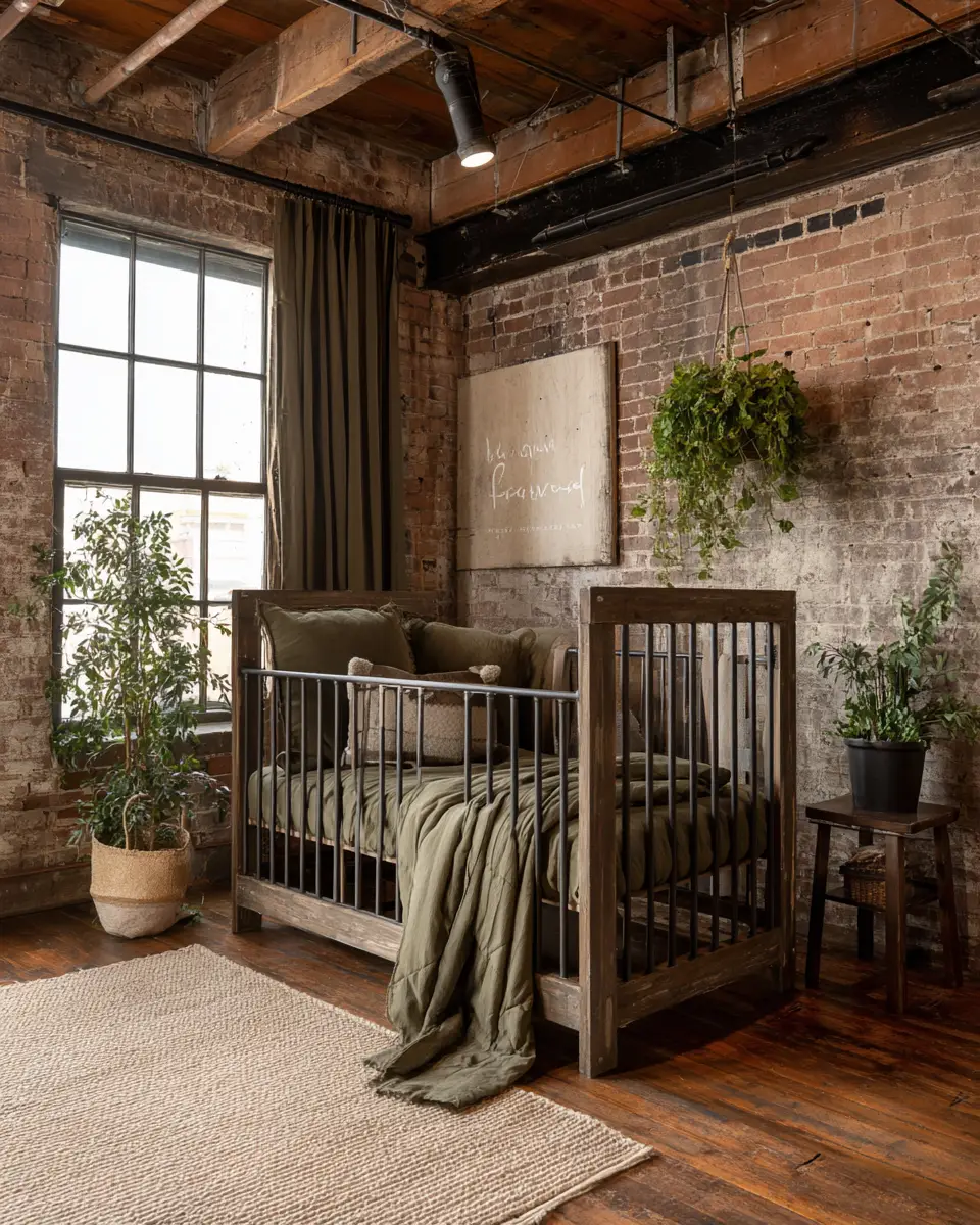 Olive Green Industrial Nursery Decor Ideas