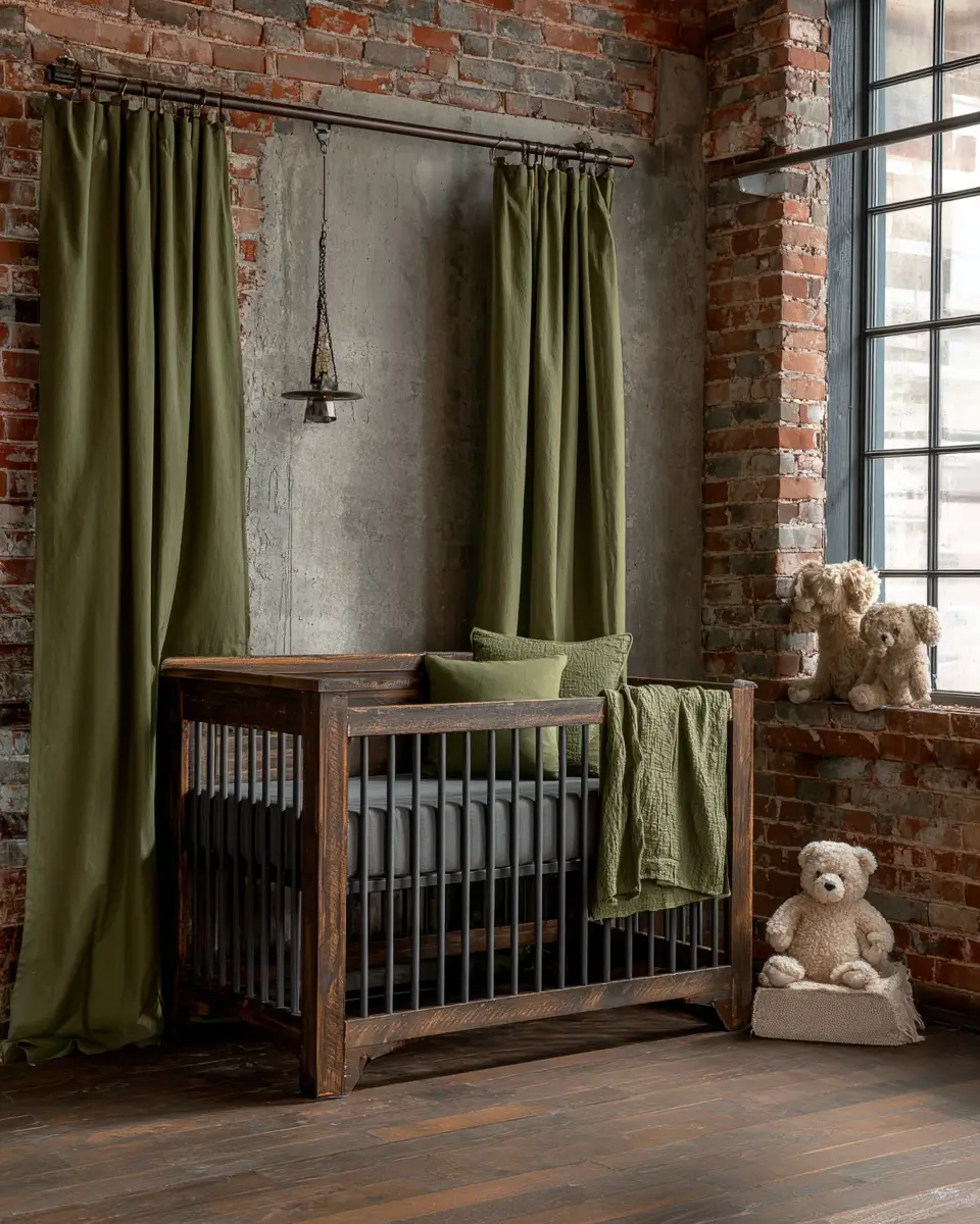 Olive Green Industrial Nursery Decor Ideas
