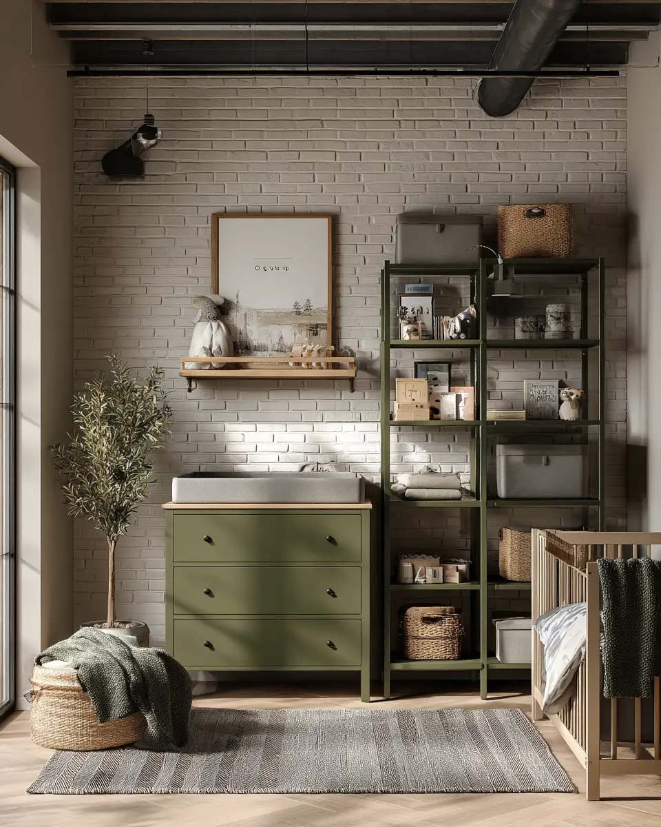 Olive Green Industrial Nursery Decor Ideas