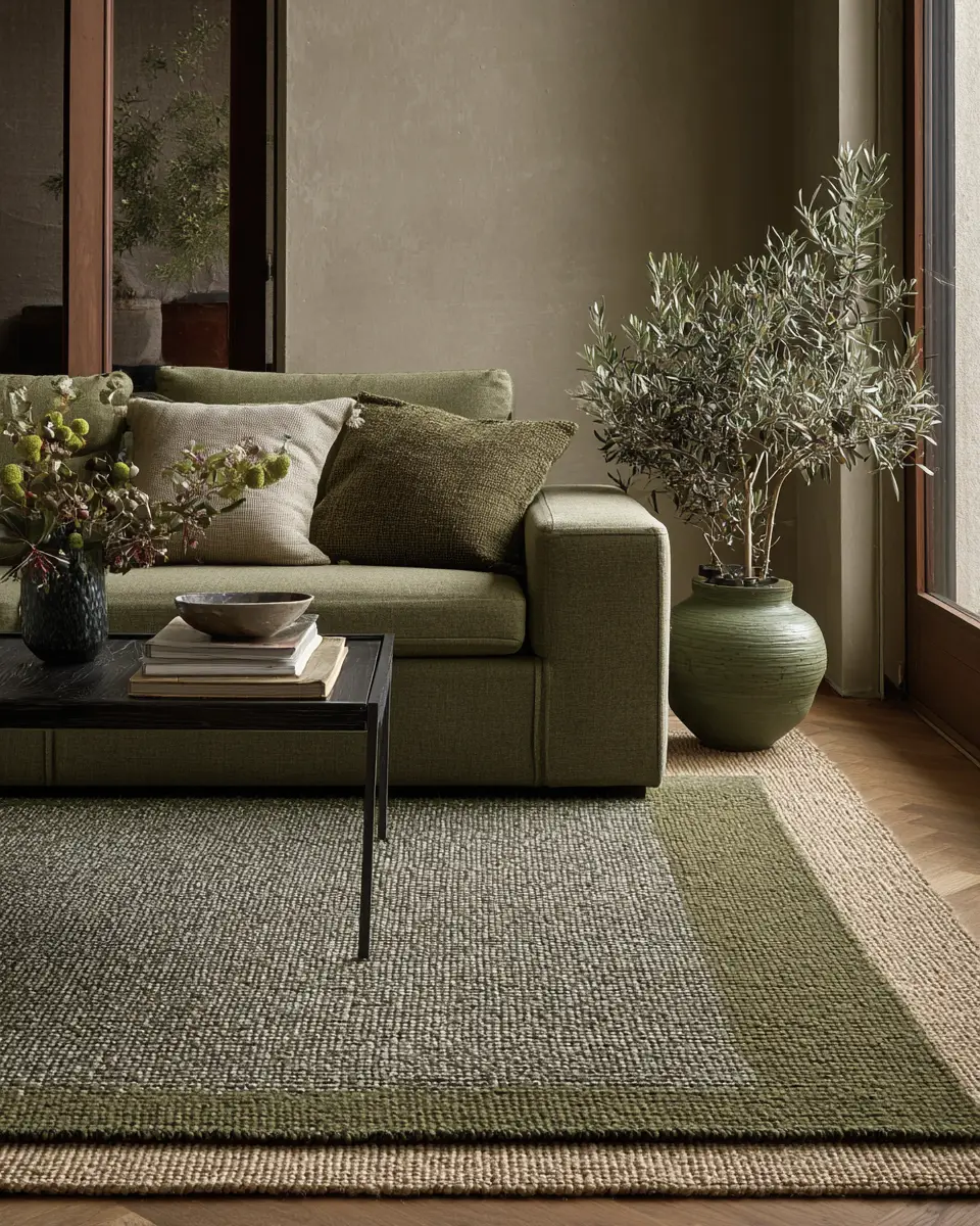Olive Green Japandi Living Room Decor Ideas