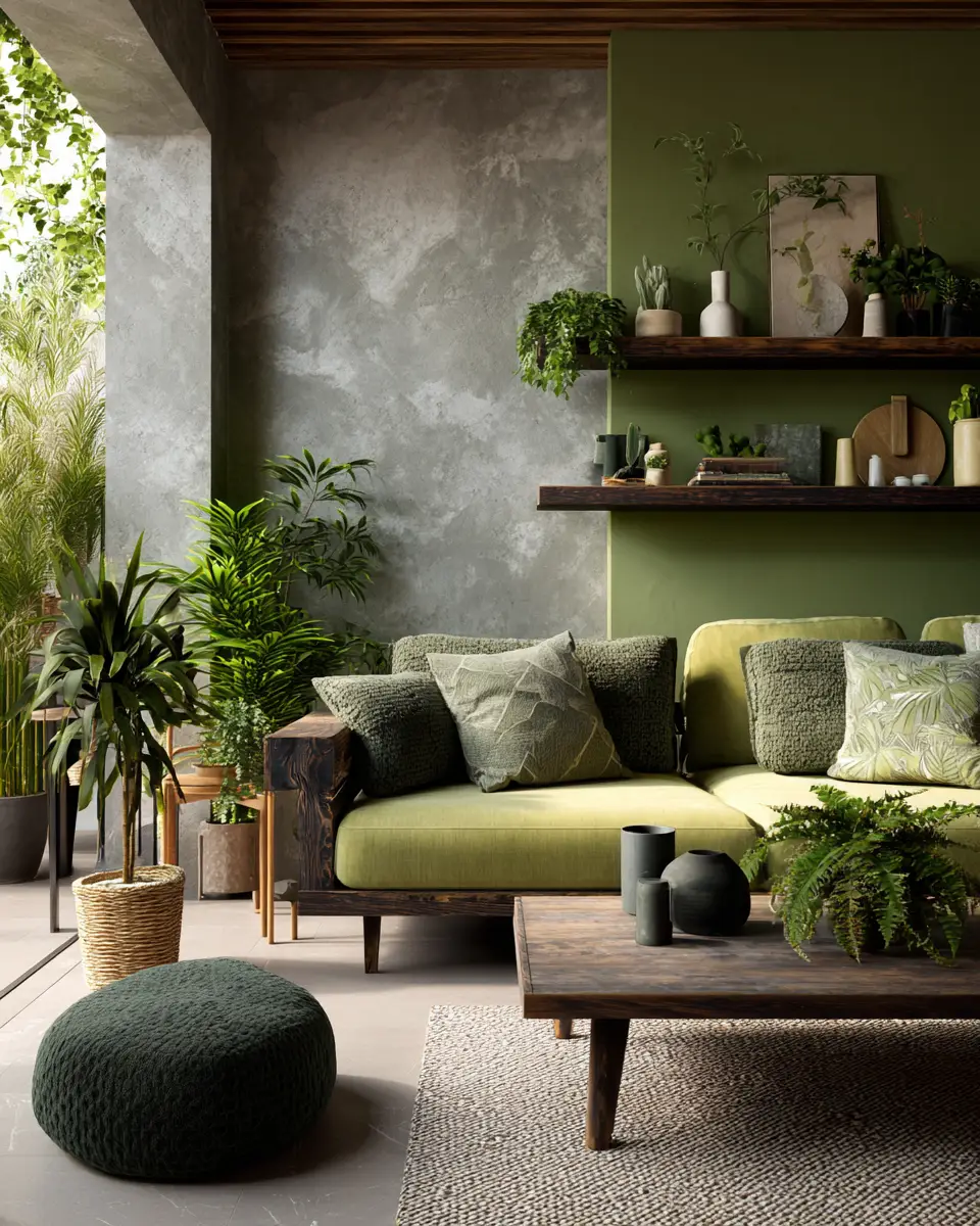 Olive Green Japandi Living Room Decor Ideas