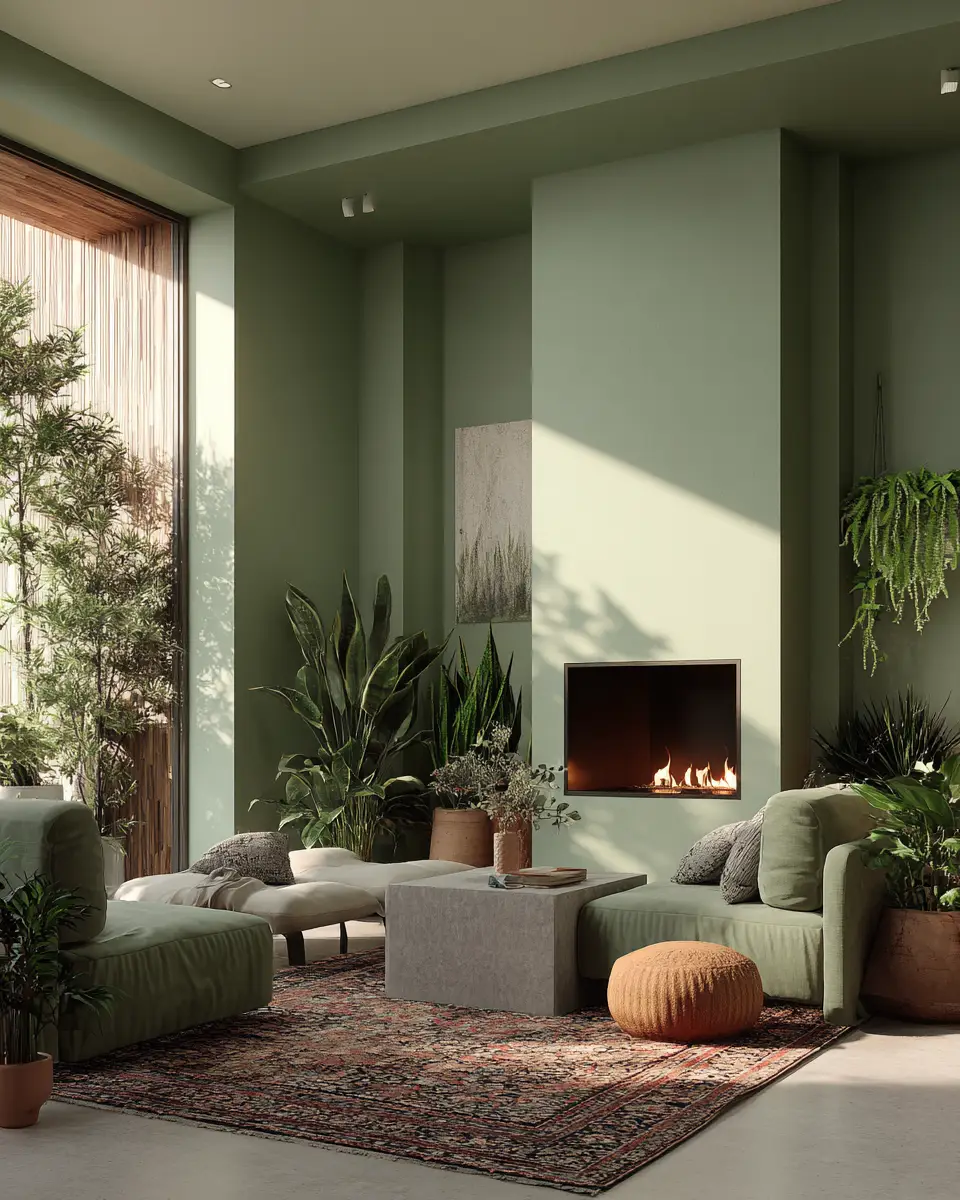 Olive Green Japandi Living Room Decor Ideas