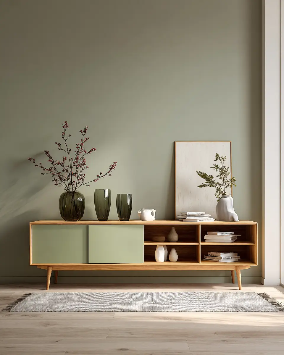 Olive Green Japandi Living Room Decor Ideas