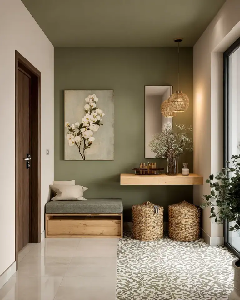 Olive Green Minimalist Entryway Decor Ideas - Featured