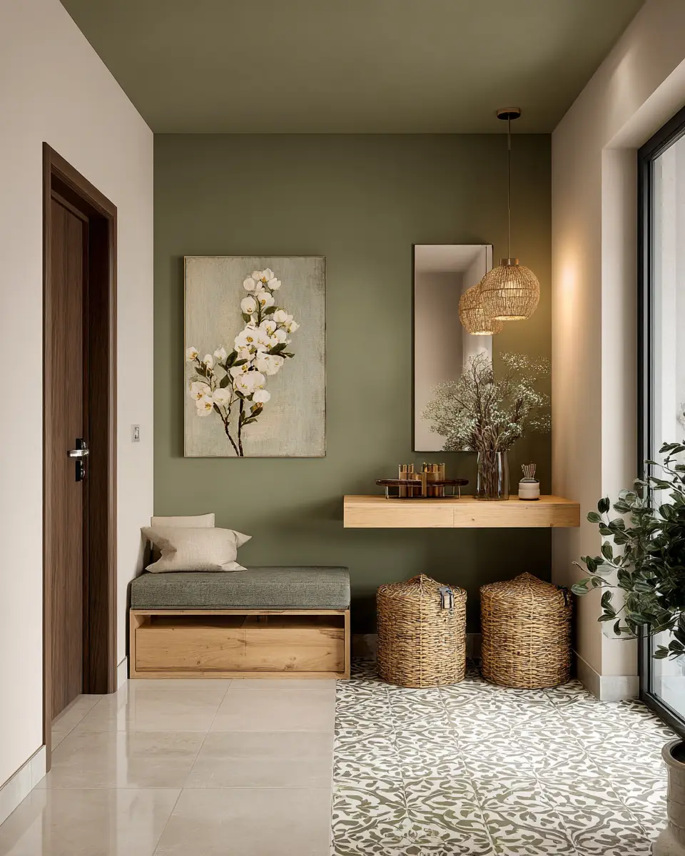 Olive Green Minimalist Entryway Decor Ideas - Featured