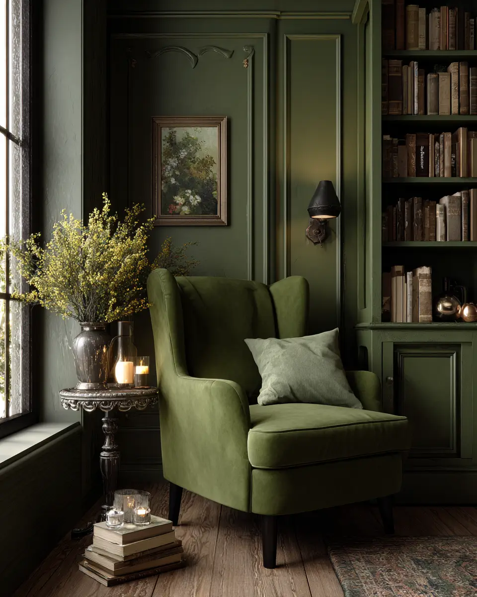 Olive Green Vintage Bedroom Decor Ideas