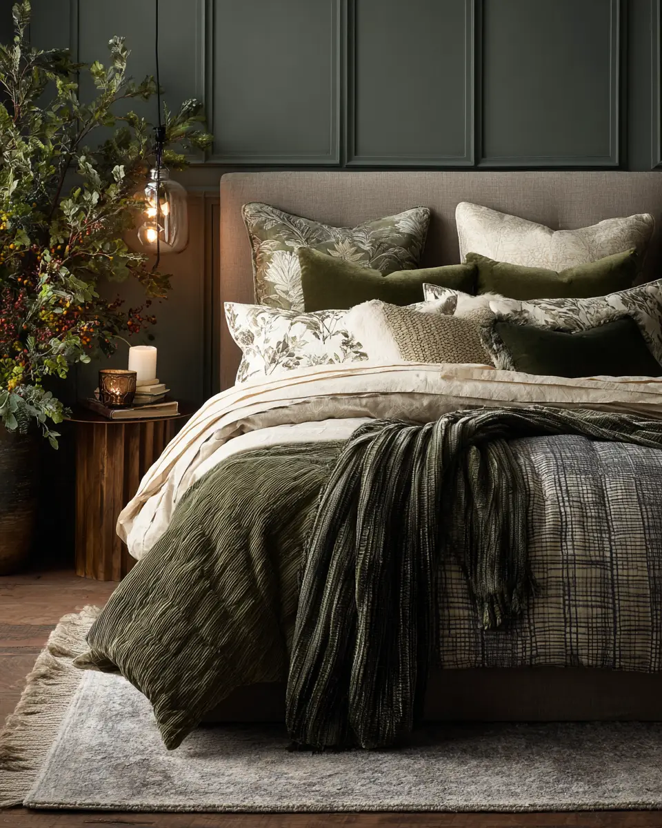 Olive Green Vintage Bedroom Decor Ideas