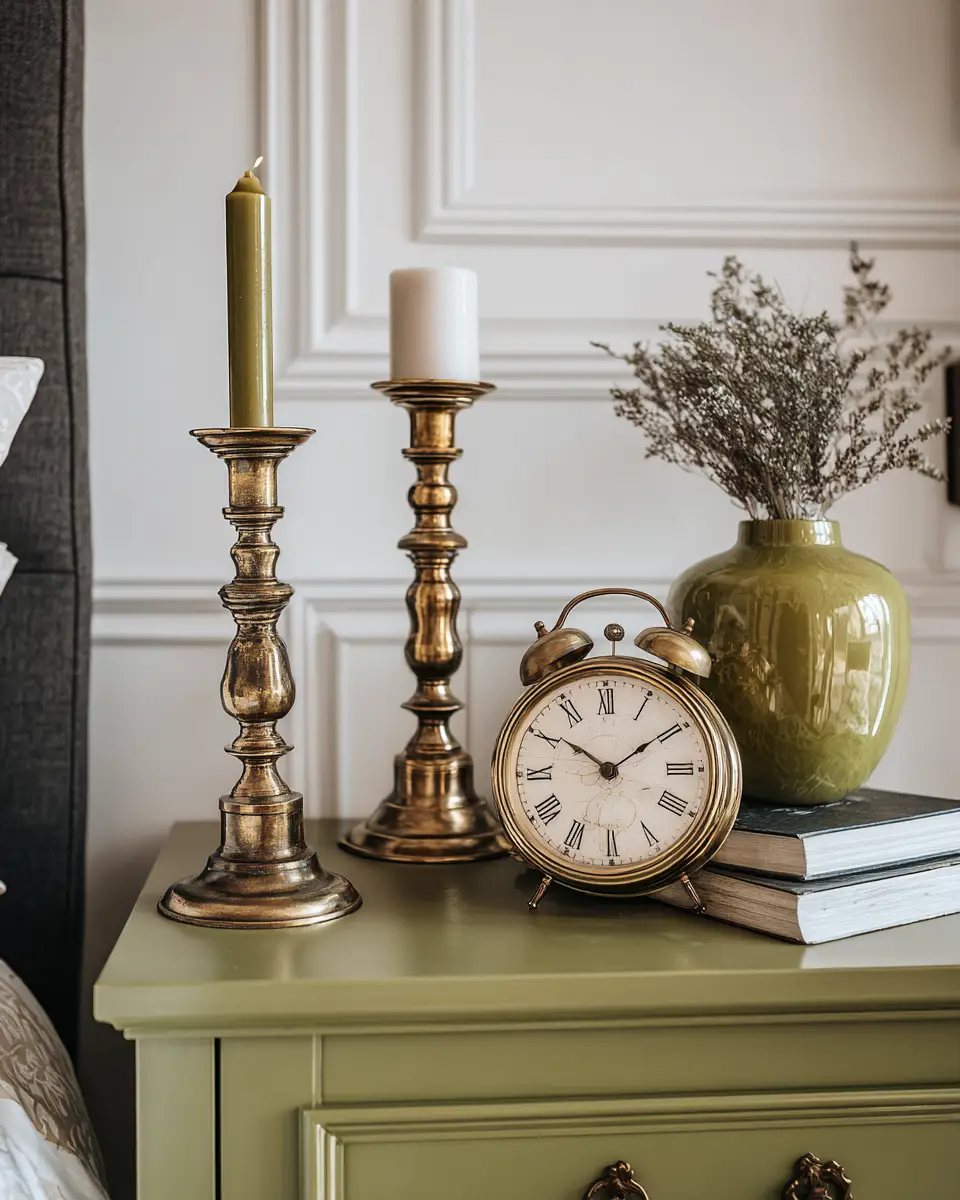 Olive Green Vintage Bedroom Decor Ideas