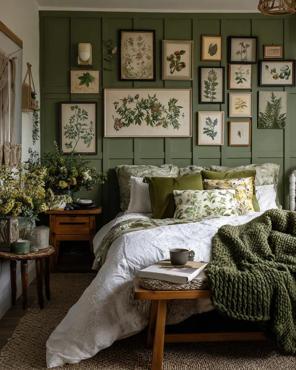 Olive Green Vintage Bedroom Decor Ideas