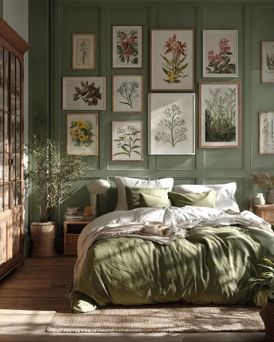 Olive Green Vintage Bedroom Decor Ideas