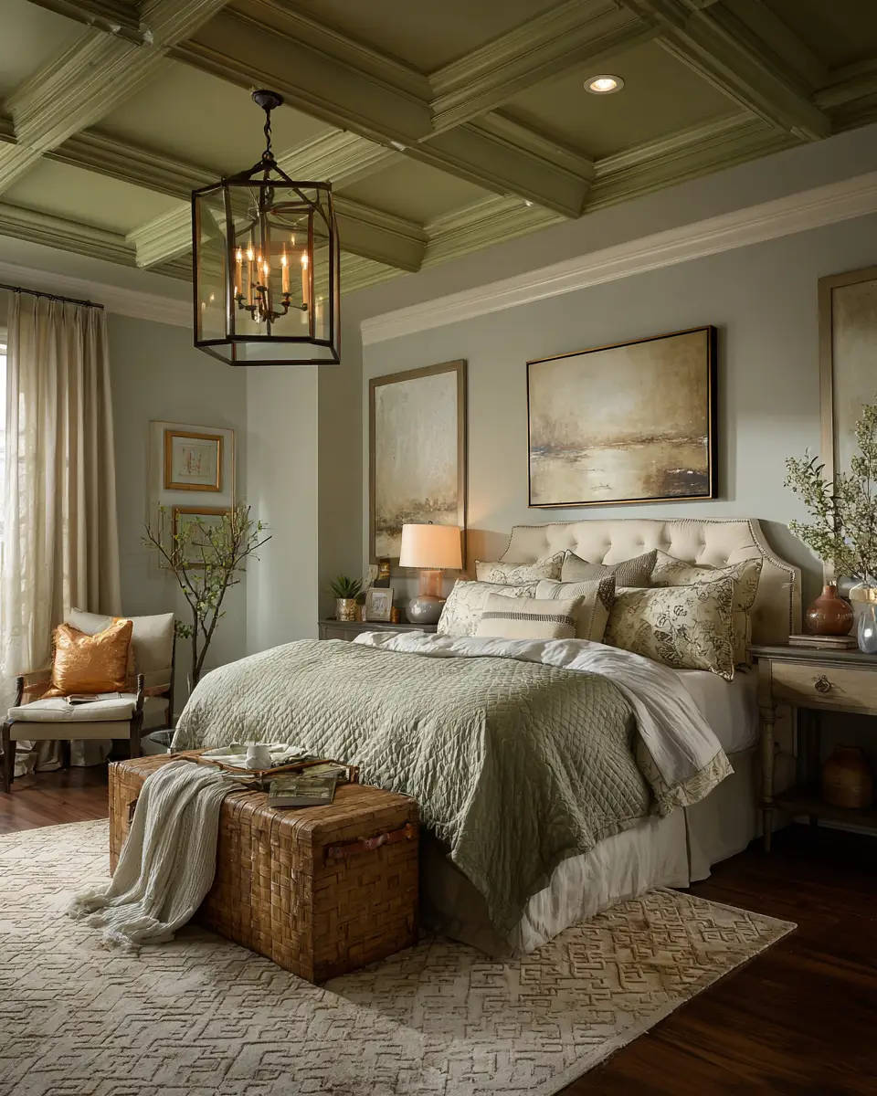 Olive Green Vintage Bedroom Decor Ideas