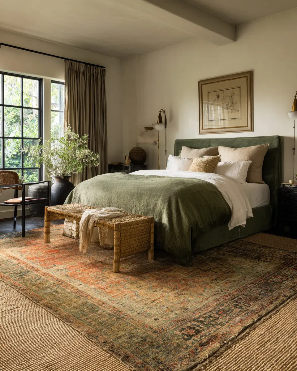 Olive Green Vintage Bedroom Decor Ideas