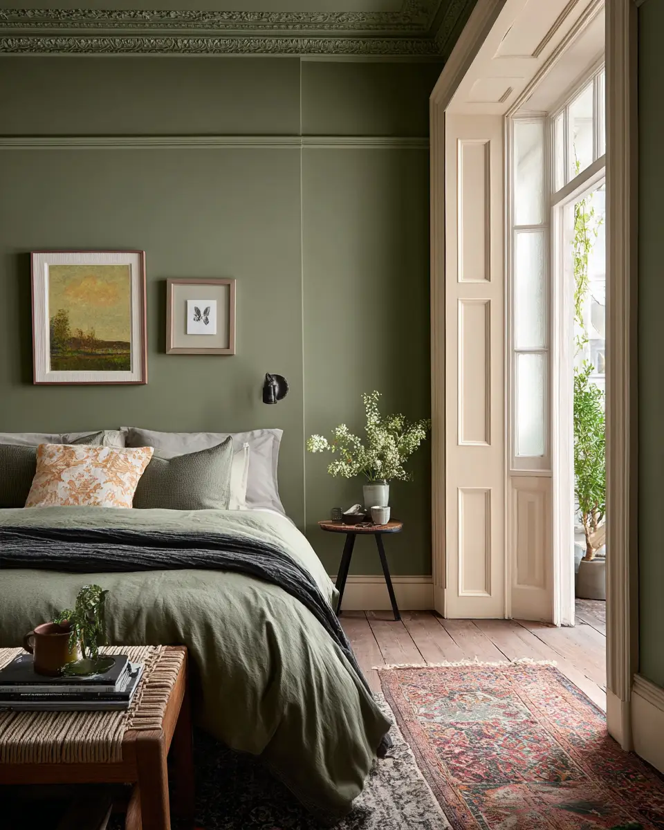 Olive Green Vintage Bedroom Decor Ideas