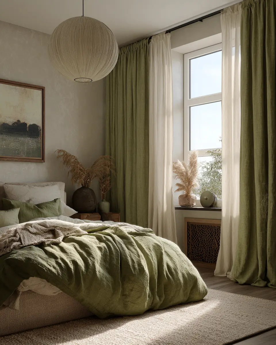 Olive Green Vintage Bedroom Decor Ideas