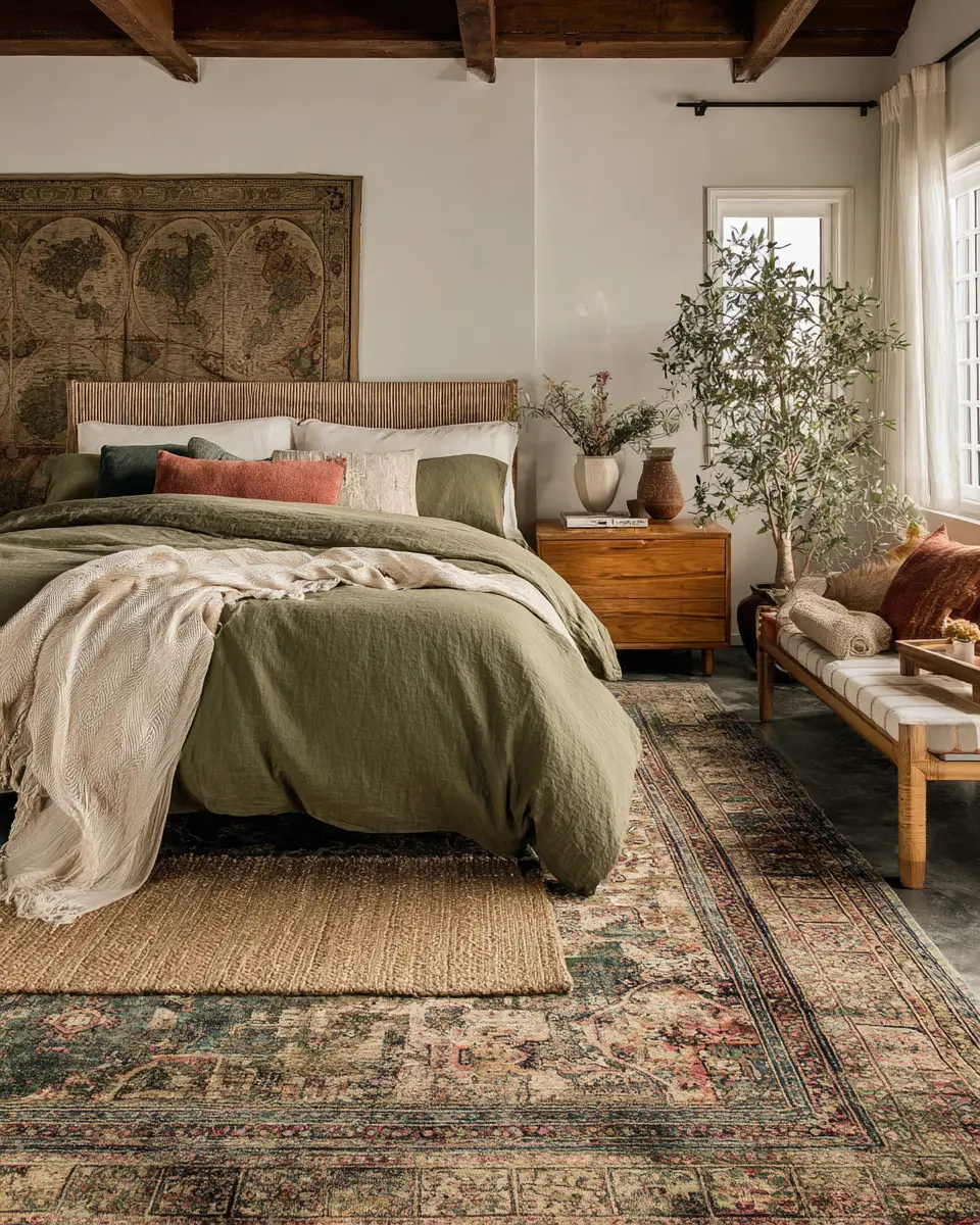 Olive Green Vintage Bedroom Decor Ideas