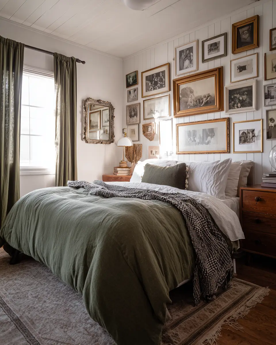 Olive Green Vintage Bedroom Decor Ideas