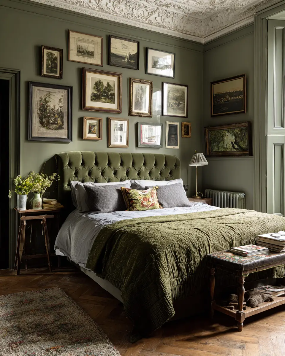 Olive Green Vintage Bedroom Decor Ideas