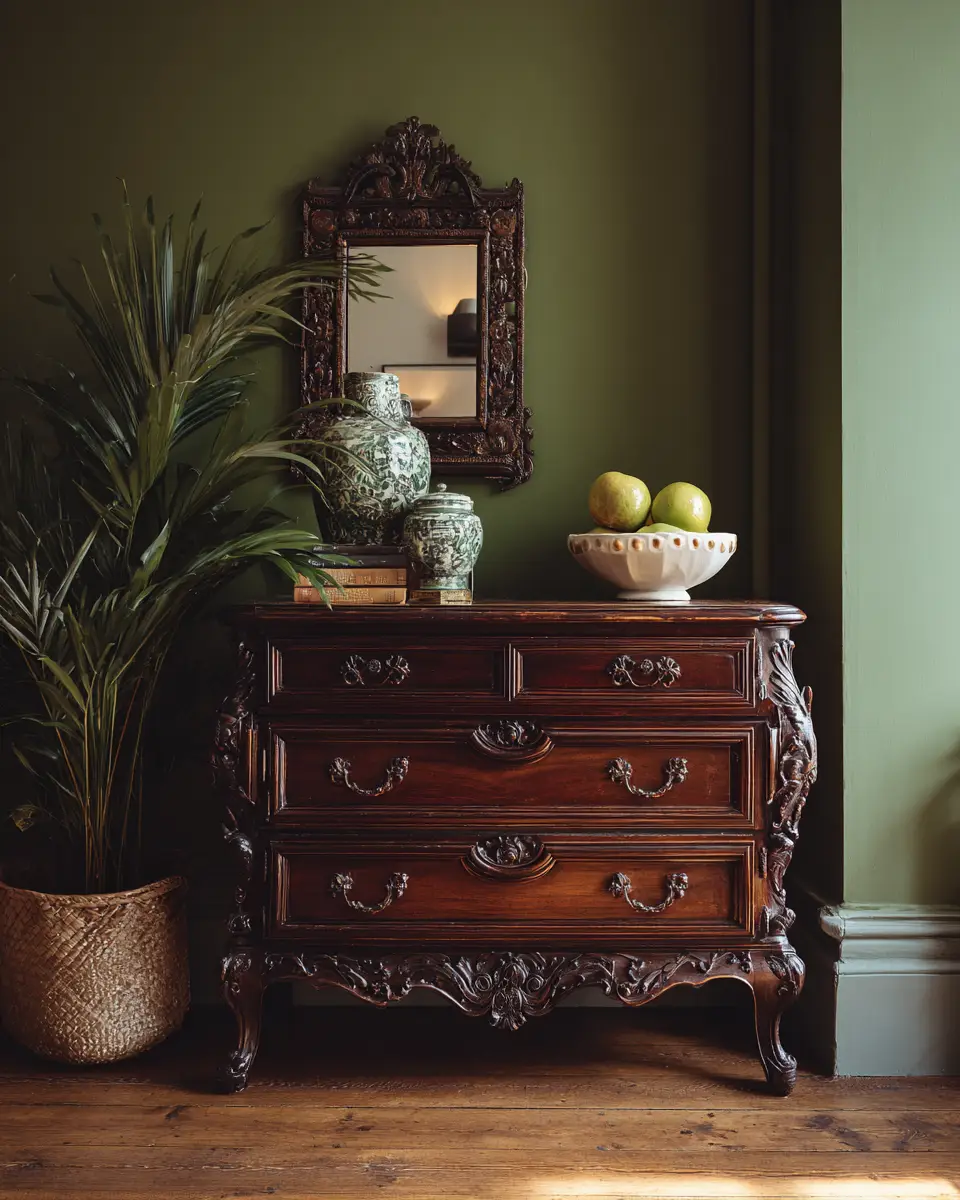 Olive Green Vintage Bedroom Decor Ideas
