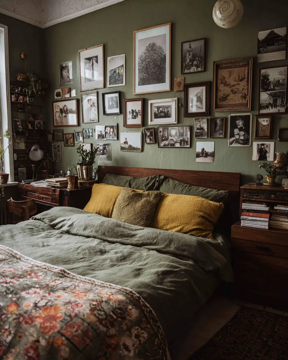Olive Green Vintage Bedroom Decor Ideas